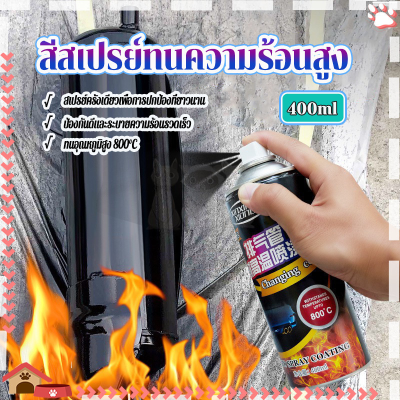 สีสเปรย์ทนความร้อนสูง สีพ่นทนความร้อน สำหรับโลหะ แห้งเร็ว ป้องกันสนิม ท่อไอเสียรถยนต์/มอเตอร์ไซค์ 40