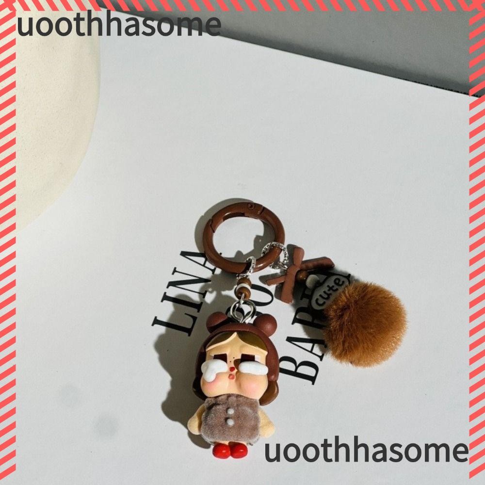 UOOTHASOME Crybaby พวงกุญแจ, POPBEANS POP MART จี้ห้อยกระเป๋า, ตุ๊กตาการ์ตูนร้องไห้อีกครั้ง Series Flocking Key Chain ของขวัญ