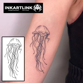 Inkartlink สติ๊กเกอร์รอยสักชั่วคราวทะเลฤดูร้อนสไตล์มินิมอล, กันน้ําติดทนนาน, ชุดสักปลอมกึ่งถาวร