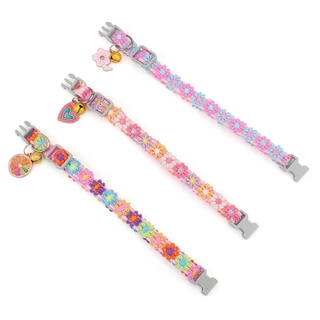 8สี ปลอกคอแมว ปลอกคอผ้านุ่ม ผ้าลินิน ปลอกคอสัตว์เลี้ยง ลูกไม้หลากสี ดอกไม้ (พร้อมส่งค่ะ) CW93