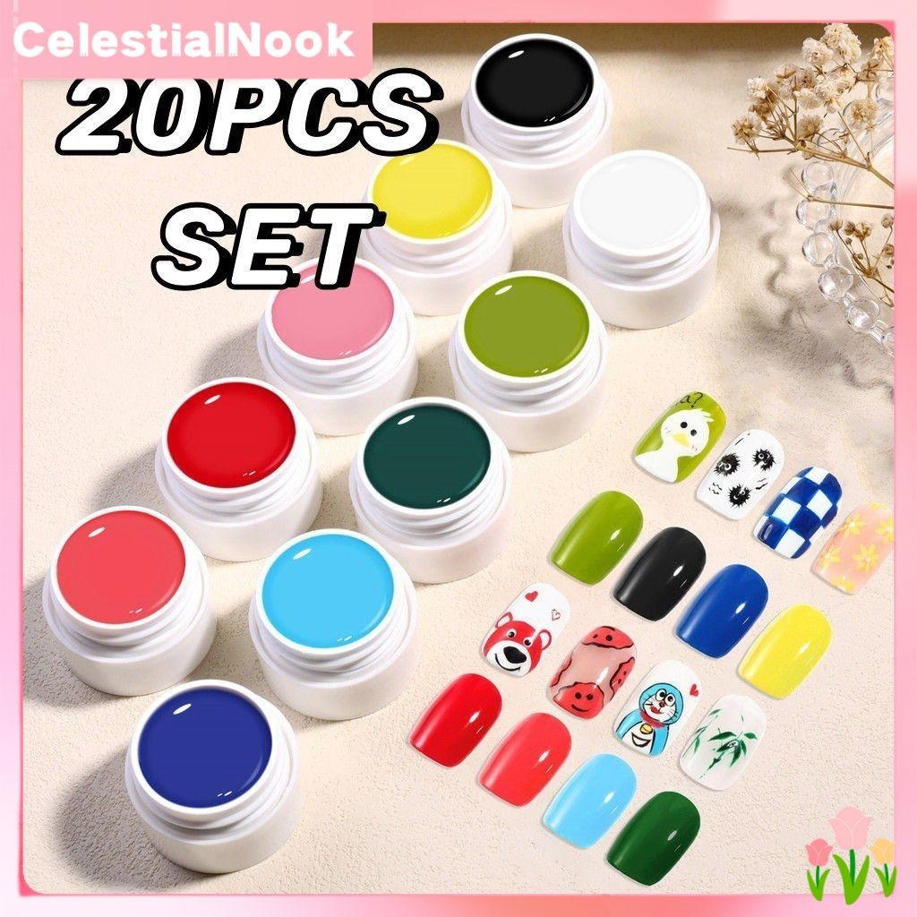เซ็ต 20 ชิ้น Monja Blush Glue Painting Gel Soak Off UV Nail Art Pat Painting Gel Stain Gel Treatment