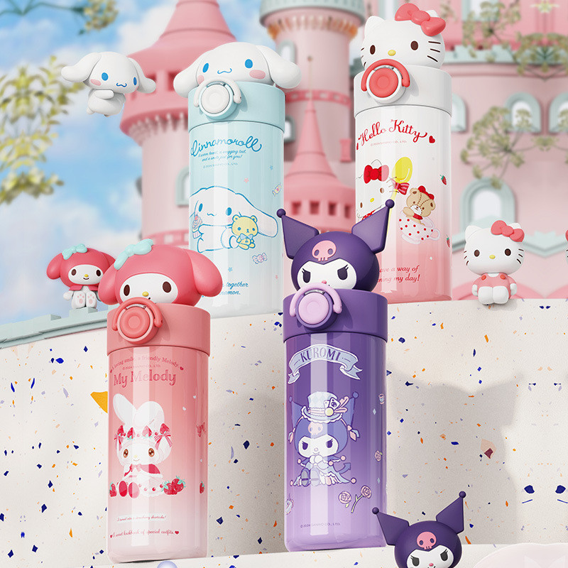 SANRIO กระติกน้ํา ซานริโอ พร้อมหลอด 316 ถ้วยฉนวนสแตนเลส ถ้วยน้ํา คุโรมิ นักเรียนเฉพาะสําหรับใช้ในโรงเรียน