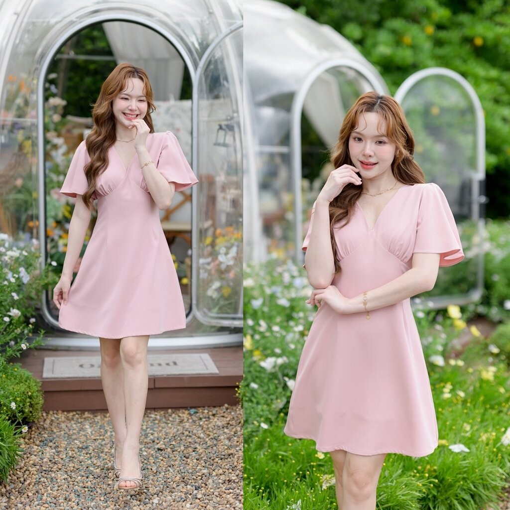 Sassy Flare Dress : สีชมพู