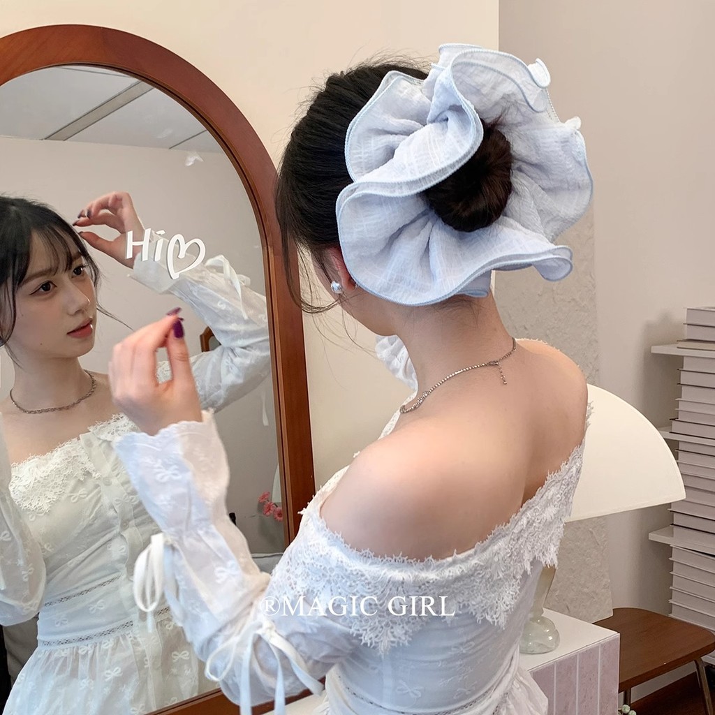 Super Fairy Seersucker Scrunchy Hair Tie หญิงอ่อนโยนอารมณ์เชือกหัวบอล