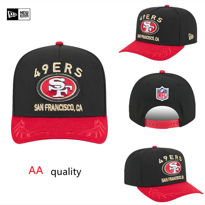Mens New Era Black/Scarlet San Francisco 49ers 2025 NFL Draft 9FIFTY A-Frame Snapback Hat Curved Bri