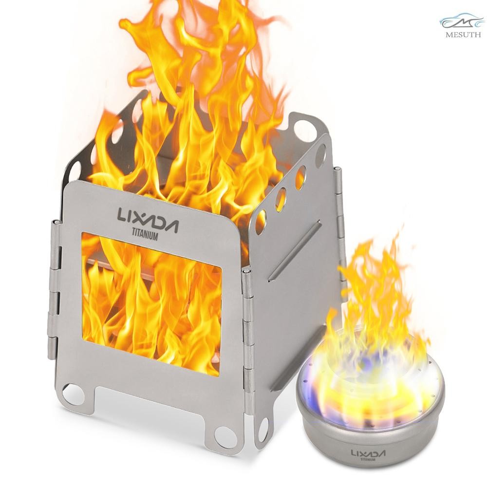 LIXADA เตาแก๊สสำหรับ露营徒步背包野餐便携式钛合金轻质折叠炉带迷你酒精炉