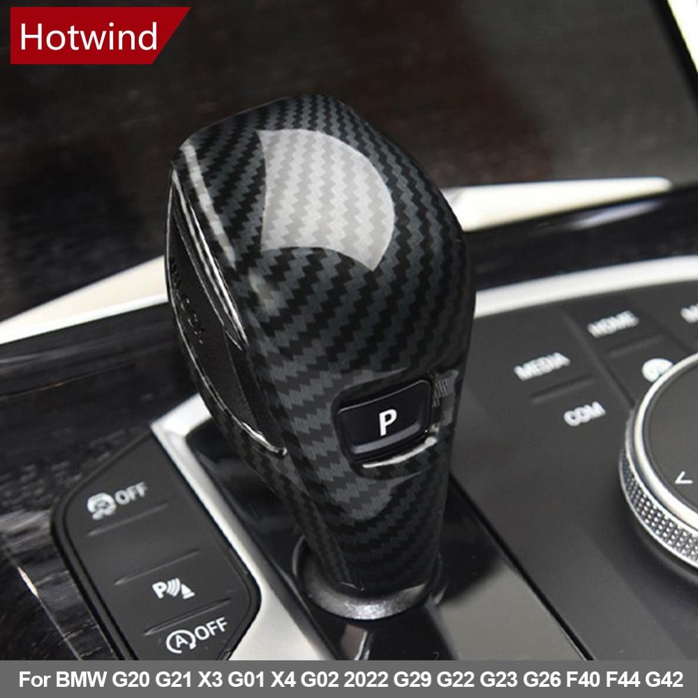 HTT 4 ชิ้น/เซ็ตรถคาร์บอนไฟเบอร์เกียร์ Shift Knob ฝาครอบ Trim จัดแต่งทรงผมอุปกรณ์เสริมสําหรับ BMW G20 G21 X3 G01 X4 G02 2022 G29 G22 G23 G26 F40 F44 G42