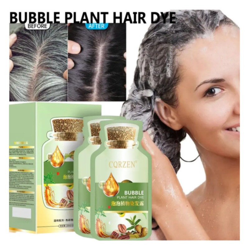 CQRZEN ย้อมผมธรรมชาติฟอง Non-Sarritating สะดวกแชมพูที่มีประสิทธิภาพฝาครอบเครื่องสําอางสําหรับผมยาวสี
