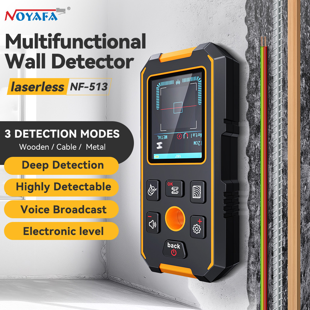 NOYAFA NF-513 เครื่องสแกนผนังเครื่องตรวจจับโลหะท่อเสริม AC Live สายไฟโลหะไม้