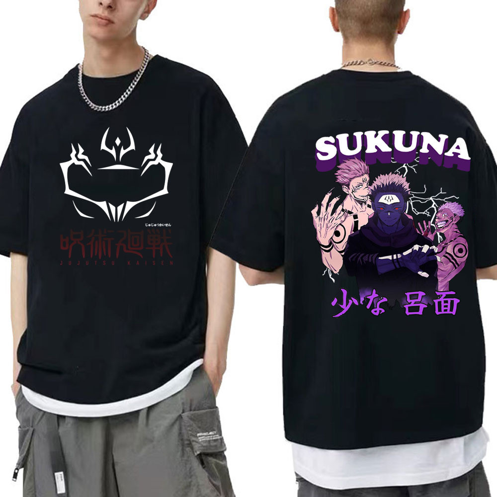 (ออกแบบสําหรับคนอนิเมะ) Sukuna Ryomen Jujutsu Kaisen Yuji Itadori [Jujutsu Kaisen] แขนสั้นพิมพ์ลาย