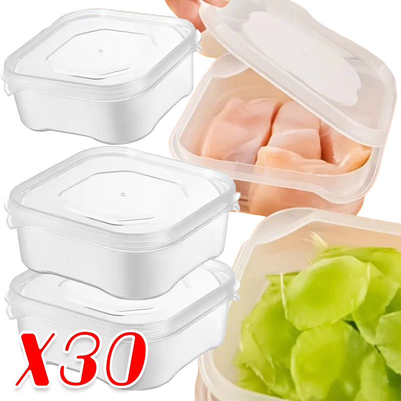 5/10/30ชิ้นตู้เย็นกล่องเนื้อแช่แข็ง-อาหารโปร่งใสสด-การจัดเก็บภาชนะ
