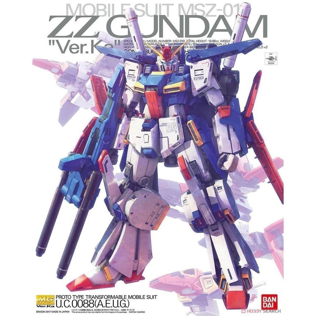 BANDAI MG1/100 MSZ-010 ZZ GUNDAM VER.KA GUNDAM Model