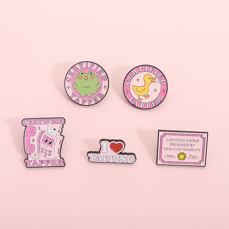 การ์ตูนได้รับการรับรอง Yapper เข็มกลัด_pins_สีชมพูสัตว์_กระเป๋าเป้สะพายหลัง Lapel Badge ของขวัญเครื่