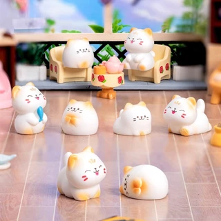 สร้างสรรค์น่ารักตุ๊กตาแมวสก์ท็อปภูมิทัศน์ตกแต่งมอสไมโครภูมิทัศน์ตกแต่งสวนทําเองฉ่ําบอนไซอุปกรณ์งานฝีมือเรซิน
