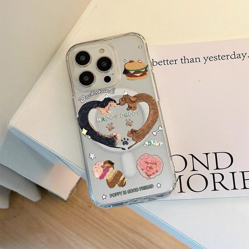 Ins Love ไส้กรอกสุนัขสําหรับIphone 15 12 13 16 12 13 14 15 16Pro 14 15 16Plus 11 14 11 12 13 14 15 1