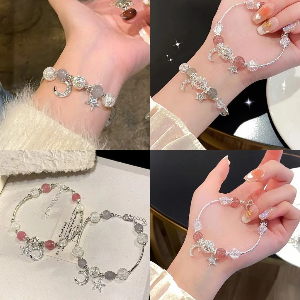 สร้อยข้อมือ Mary ลายพระจันทร์และดาว แต่งโซ่ลูกปัด