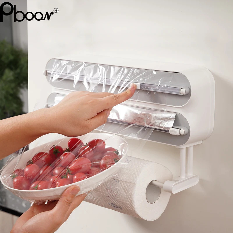 Magnetic Plastic Wrap Dispenser Big Cling Film Cutter Kitchen use Plastic Wrap Cutter for Foil Cling