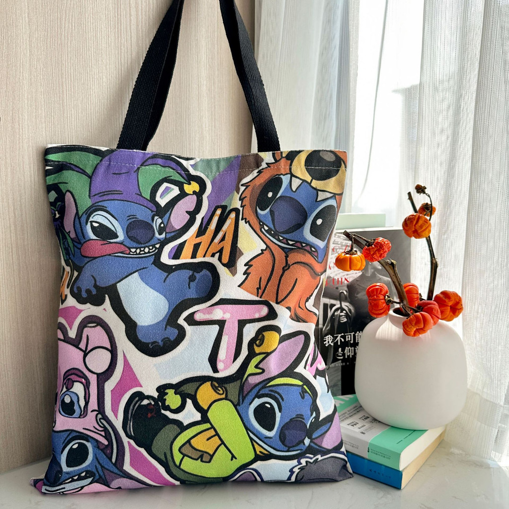 Lilo & Stitch กระเป๋าถือกระเป๋าสะพายผ้าใบ Crossbody Shopping Bag ความจุขนาดใหญ่ Lilo และ Stitch กระเป๋าเก็บนักเรียน ราคา ถูกที่สุด ดีลบีเคเค แกลเลอรีภาพที่ 8