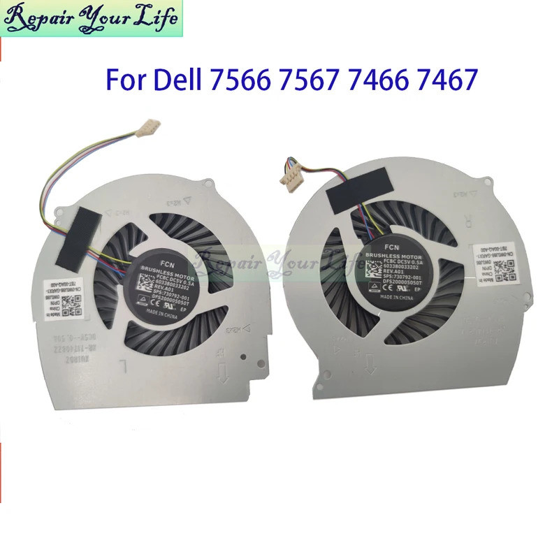 147DX CPU GPU Cooler พัดลมสําหรับ Dell Inspiron 15 7566 7567 14 7466 7467 แล็ปท็อปหม้อน้ําระบายความร