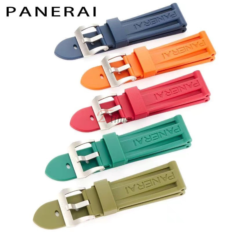 สายนาฬิกาข้อมือซิลิโคน กันน้ํา 22 มม. 24 มม. 26 มม. สีดํา สีเงิน สําหรับ Panerai
