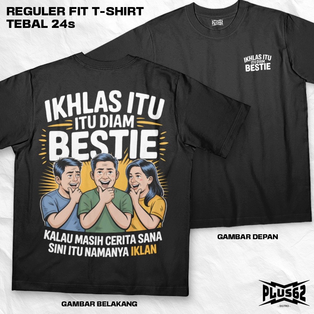 Plus62 Distro - เสื้อยืดซีรีส์ต้นฉบับ 24s หนาระดับพรีเมียมพร้อมคํา - ED0172