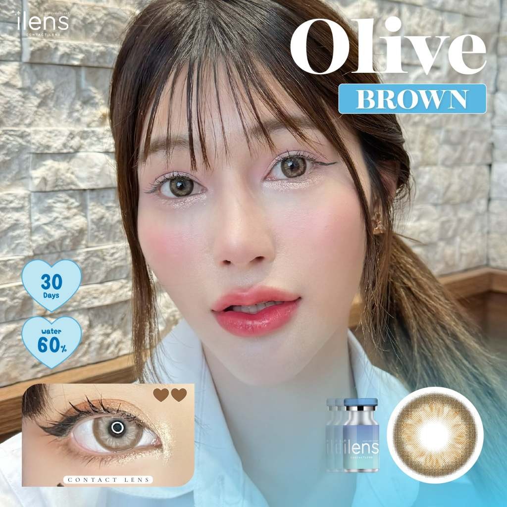 🔥คอนแทคเลนส์💕ขนาดบิ๊กอาย💕Brown/Gray💕Olive ( ilens )