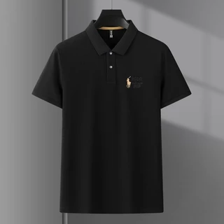 เสื้อโปโลผู้ชายปักหลวมสบายๆธุรกิจแฟชั่นแขนสั้นอเนกประสงค์