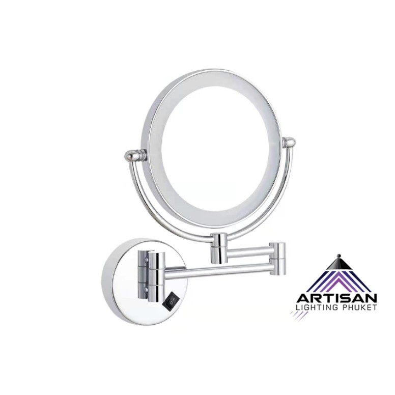 Wall Lamp Mirror + LED, Metal in Chrome + Mirror 2 Side (normal/3x Zoom), LED 5W 5700K, Driver Inclu