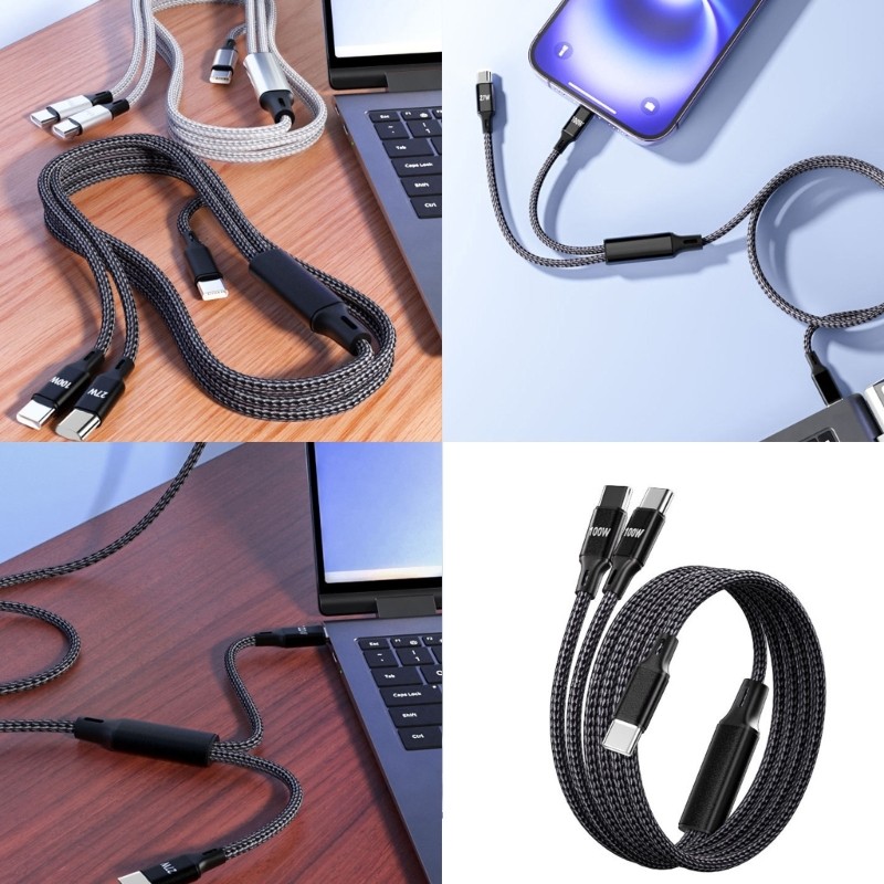 Doublebuy 2 in 1 สาย USB C ถึง USB C 100W USB C ถึง Double USB C สายชาร์จ Fast Charging สําหรับโทรศั
