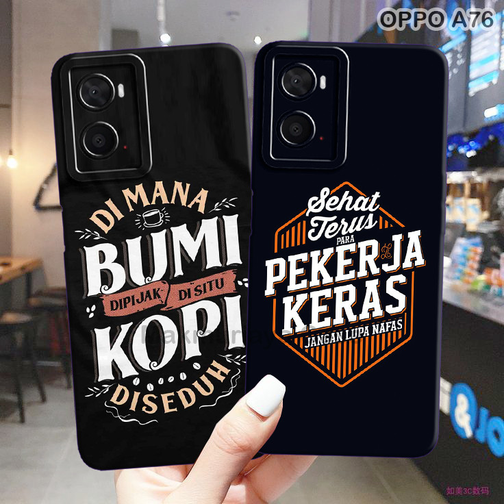 [MAKMUR] - CASE OPPO A76 A96 A36 A52 A72 A92 A15 A15S A16K A16E - SOFTCASE PROCAMERA - COFFEE QUOTS 
