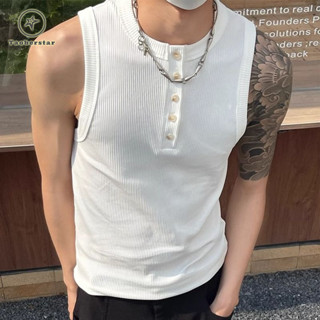 Taoberstar Mens Slim-Fit Ice Silk Button Vest Top