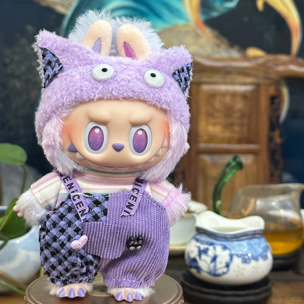 (ไม่มีตุ๊กตา) สําหรับ 17 ซม.labubu v1/v2/v3 เสื้อผ้าเด็ก 17 ซม.ผ้าสีม่วงชุดน่ารักแต่งตัวของเล่นอุปกรณ์เสริมเหมาะสําหรับ Ropa Labubu