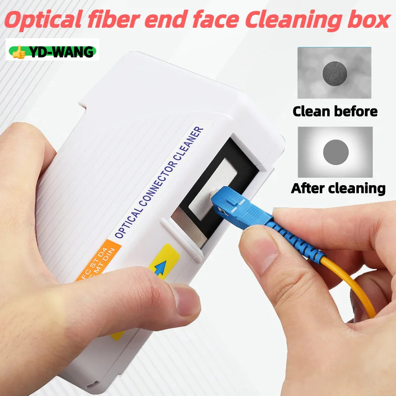 กล่องทําความสะอาดใยแก้วนําแสง 1 ชิ้น AUA-550 ประเภทเทปคาสเซ็ตสําหรับไฟเบอร์ออปติกจัมเปอร์ปลายเครื่อง