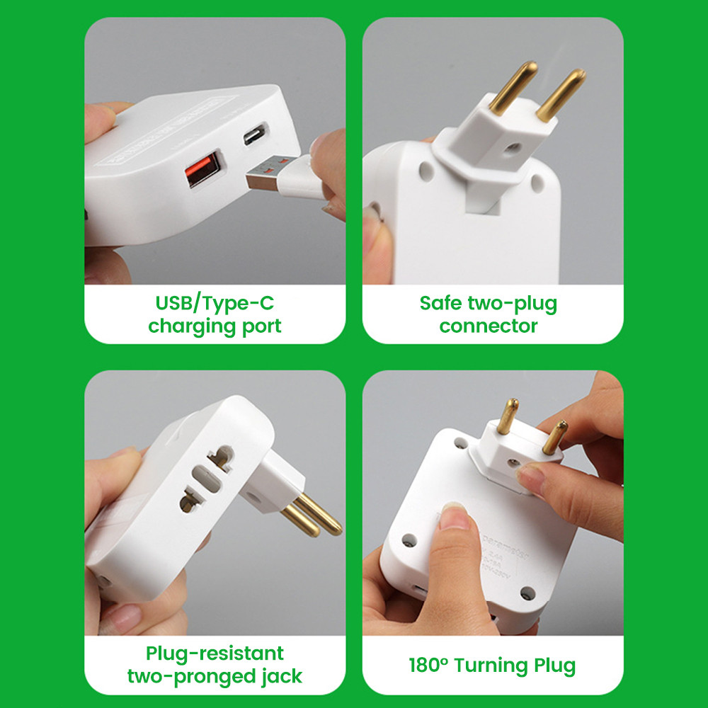 เอลลี่ 3 ใน 1 180° Rotatable EU Plug Socket Extension รูปที่ 2