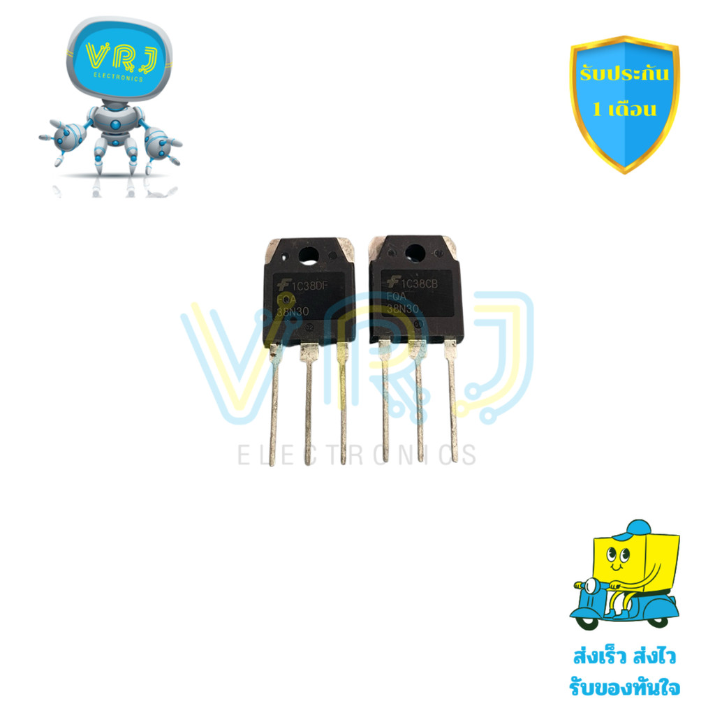 MOSFET รุ่น FQA38N30 แท้ ขา TO-247 ขนาด 38A 300V สำหรับงานภาคกำลังและแหล่งจ่ายไฟ