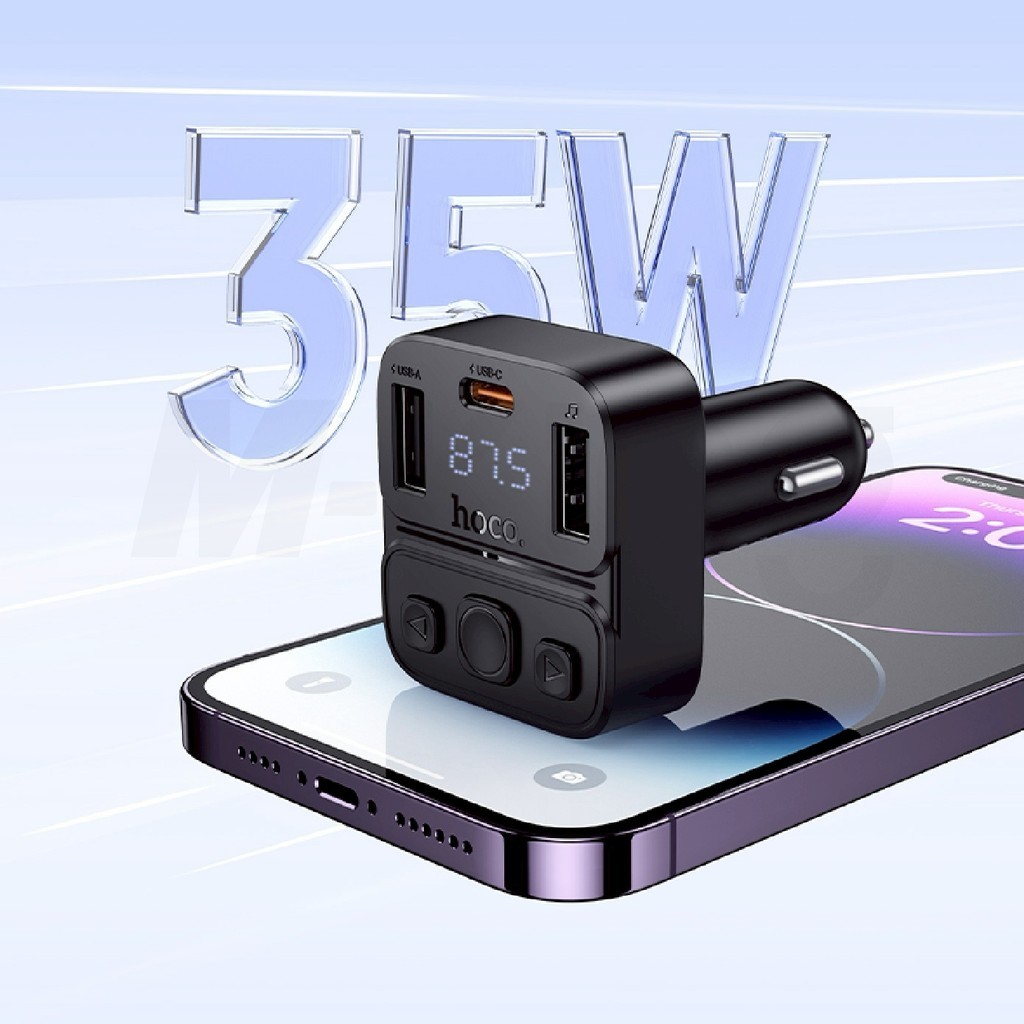 บลูทูธในรถยนต์ บลูทูธพร้อมหัวชาร์จ Hoco E87 35W High FM Bluetooth 5.4 ชาร์จเร็ว PD20W+QC3.0 - รูปที่ 4