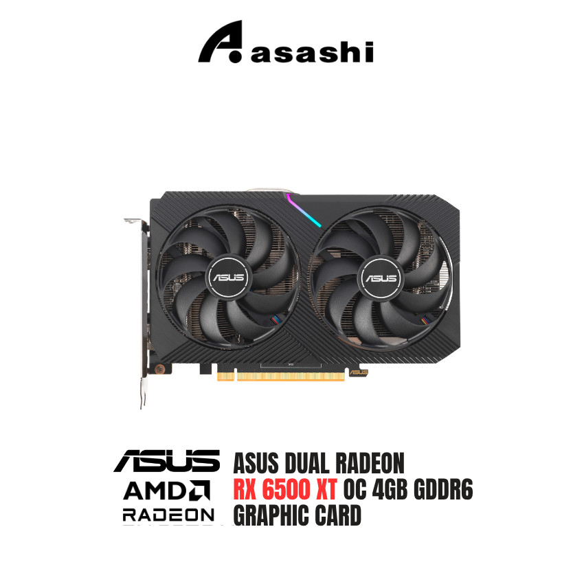 ASUS AMD Radeon RX 6500 XT DUAL V2 4GB GDDR6 กราฟิกการ์ด ( DUAL-RX6500XT-O4G-V2 )