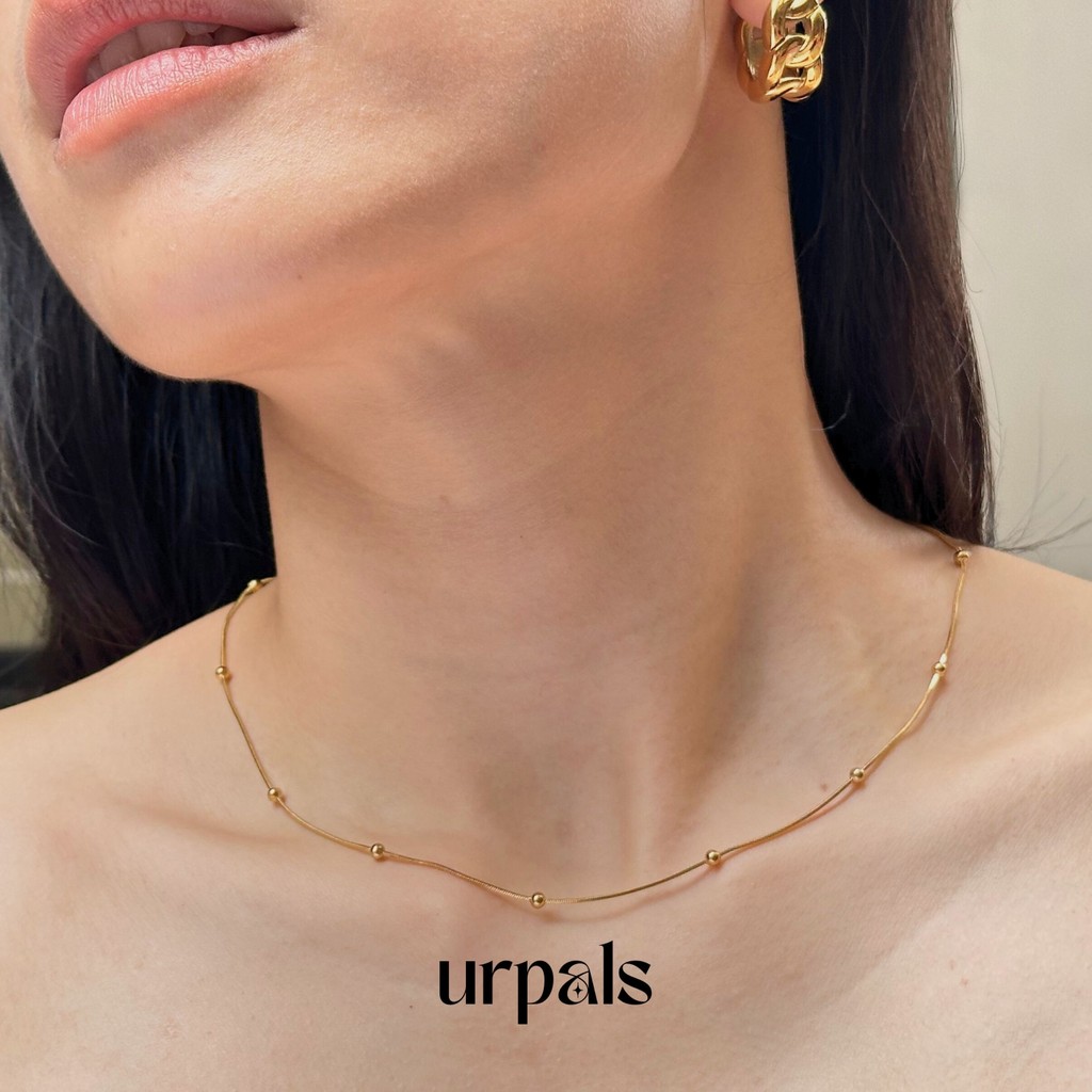 URPALS สร้อยคอ สร้อยคอสายฝอ สร้อยคอStainless ชุบทอง 18K ทนน้ำ ทนเหงื่อได้ดี