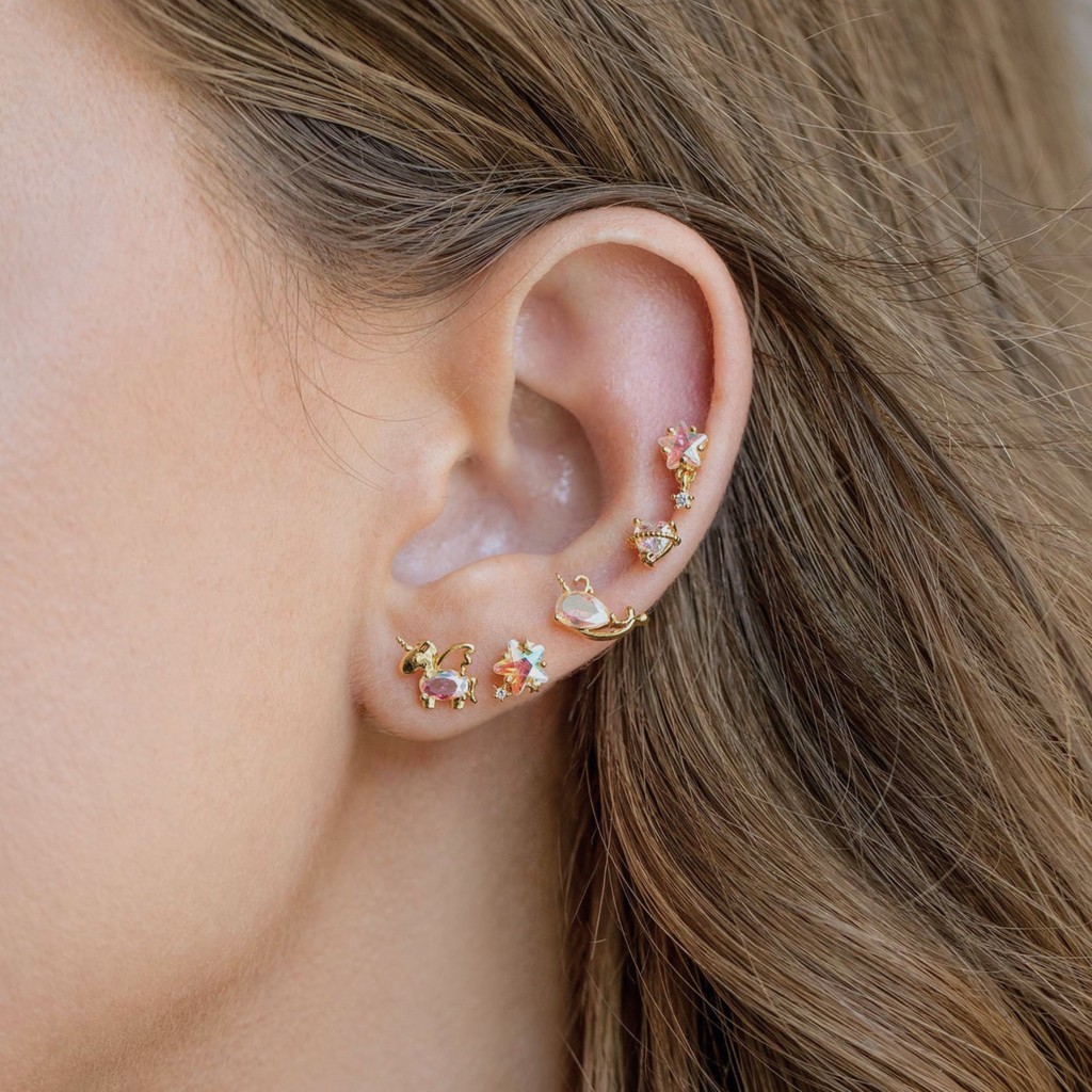 URPALS ต่างหูจิวเพชร ต่างหูทองแดง ก้าน stainless แพ้ง่ายใส่ได้