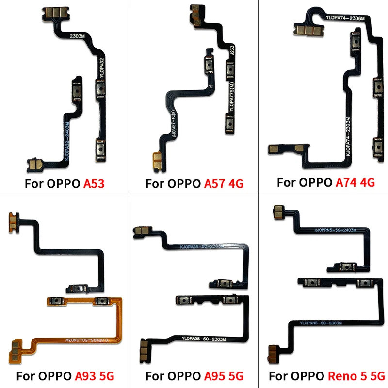 สําหรับOppo A16 A54 A52 A53 A55 5G A57 4G A74 A93 A95 5G Realme 9i Reno 5 6 7 Pro 8 5Gเปิดปิดระดับเสียงปุ่มด้านข้างปุ่มKey Flex