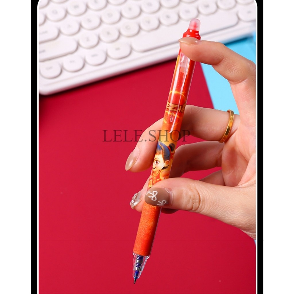 ปากากลบได้ รุ่นใหม่ล่าสุด การ์ตูนนาจา 1 กล่อง 6 ด้าม หมึกน้ำเงิน การ์ตูนน่ารัก เครื่องเขียน พร้อมส่งในไทย - รูปที่ 3