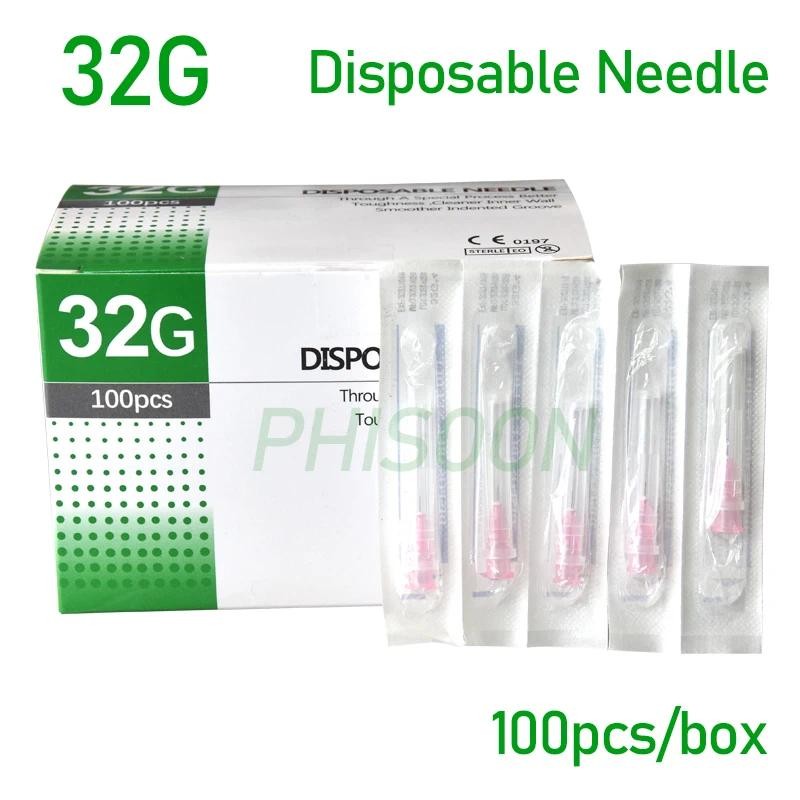 100pcs Painless small needle painless beauty ultrafine 32G * 4mm , 32G * 13mm syringes Korean Needle