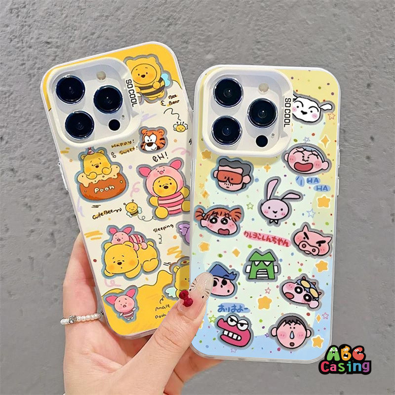 เคสเข้ากันได้กับ IPhone 7 16 8 15 Plus 17 12 13 11 14 15 16 Pro Max X XR XS Max SE 2020 เคสลายสัตว์หมีกระต่ายแสนน่ารัก