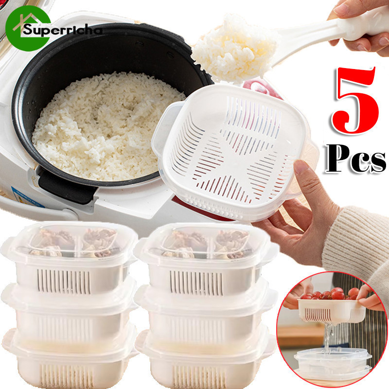 [H&L]ภาชนะเก็บข้าว 1/3/5 ชิ้น | Freezer-Safe Meal Prep Boxes พร้อมถาดอบไอน้ํา ไมโครเวฟ & เครื่องล้างจาน ปลอดภัย Kitchen Organizers (สีขาว)