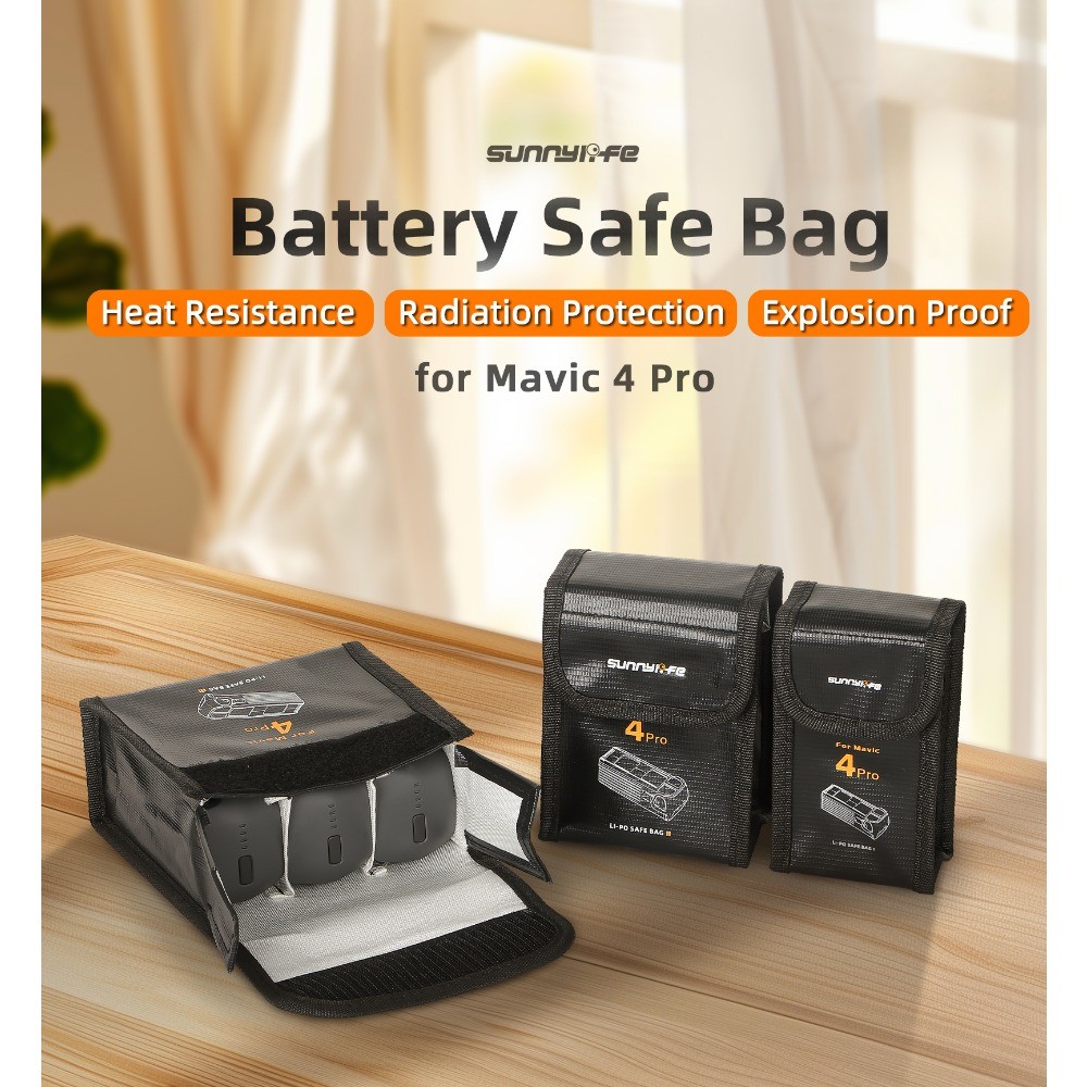 MAVIC สําหรับ ดีเจ มาวิค 4 มือโปร แบตเตอรี่ป้องกันการระเบิดกระเป๋าแบตเตอรี่ลิเธียมถุงเก็บความปลอดภัยสารหน่วงไฟกระเป๋าป้องกันโดรนแบตเตอรี่อุปก