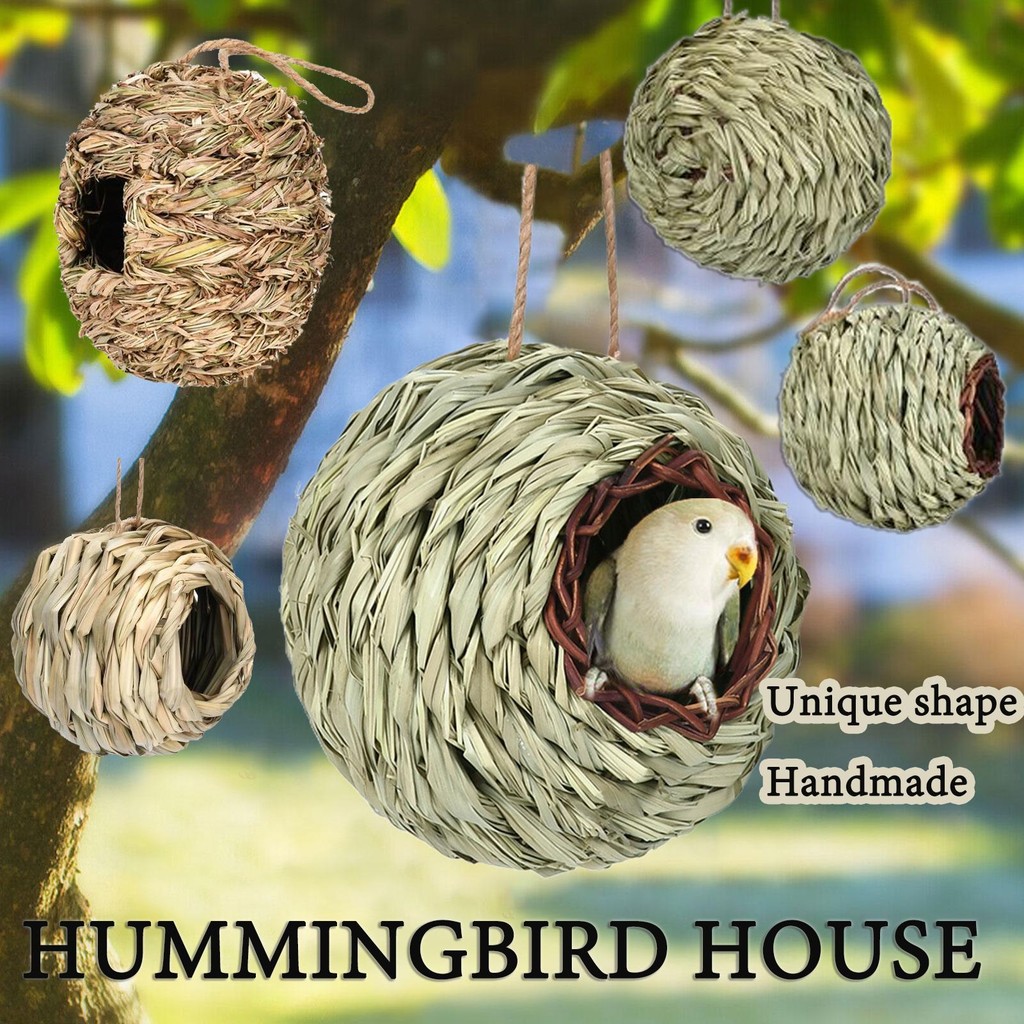 บ้านฮัมมิ่งเบิร์ด บ้านนก Ball Shape รังนกขนาดเล็กธรรมชาติทอมือ Hangable สัตว์ Hut สําหรับ Courtyard สวนระเบียง Tree Decor bunverth