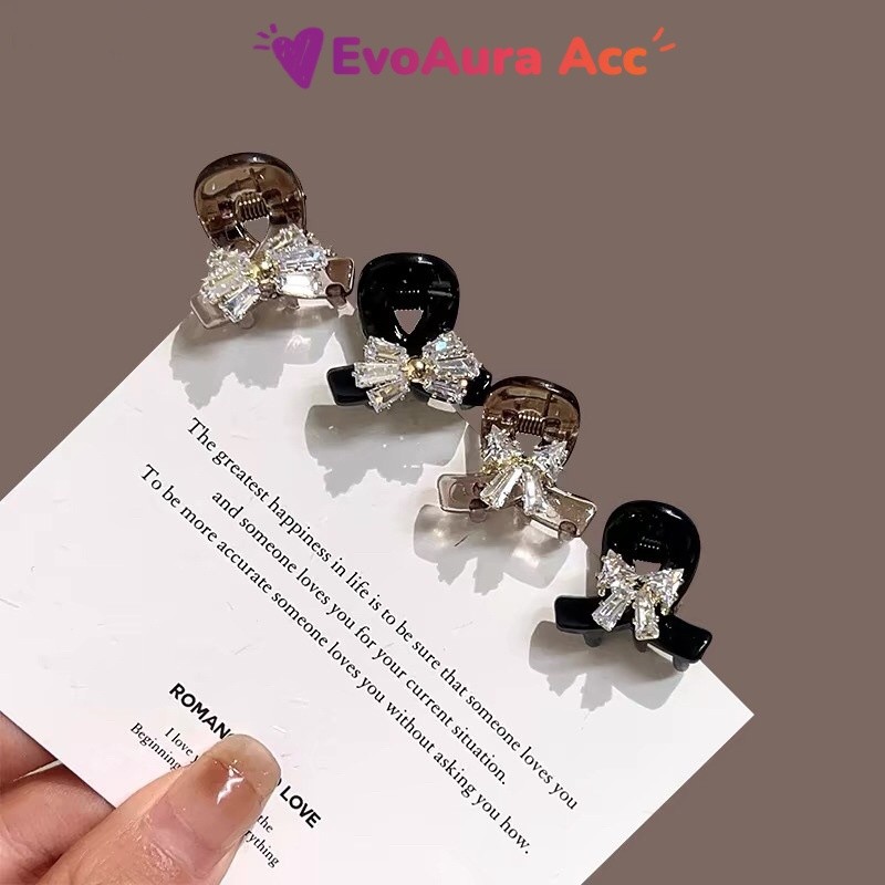 [2 ชิ้น] กิ๊บติดผมคริสตัลนำเข้าจากเกาหลี สต็อกเจ้าหญิงหัวคลิปประณีตเงา พลอยเทียม โบว์มินิเรียบคลิป