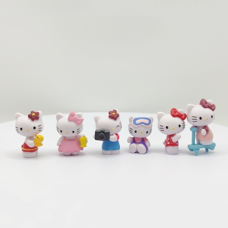6 ชิ้น/เซ็ตอะนิเมะ Hello Kitty Action Figure Kawaii น่ารัก Sanrio KT ตุ๊กตาเค้ก Topper ตกแต่งสาวของขวัญของเล่น