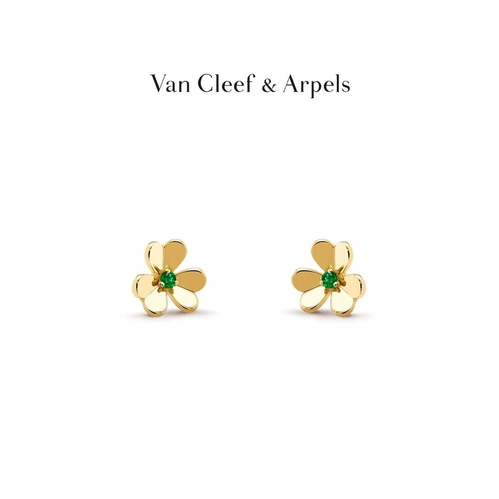 ต่างหู Van Cleef & Arpels 18K Gold แบบคลอยเวอร์ Frivole Series มีความหรูหราและแฟชั่น