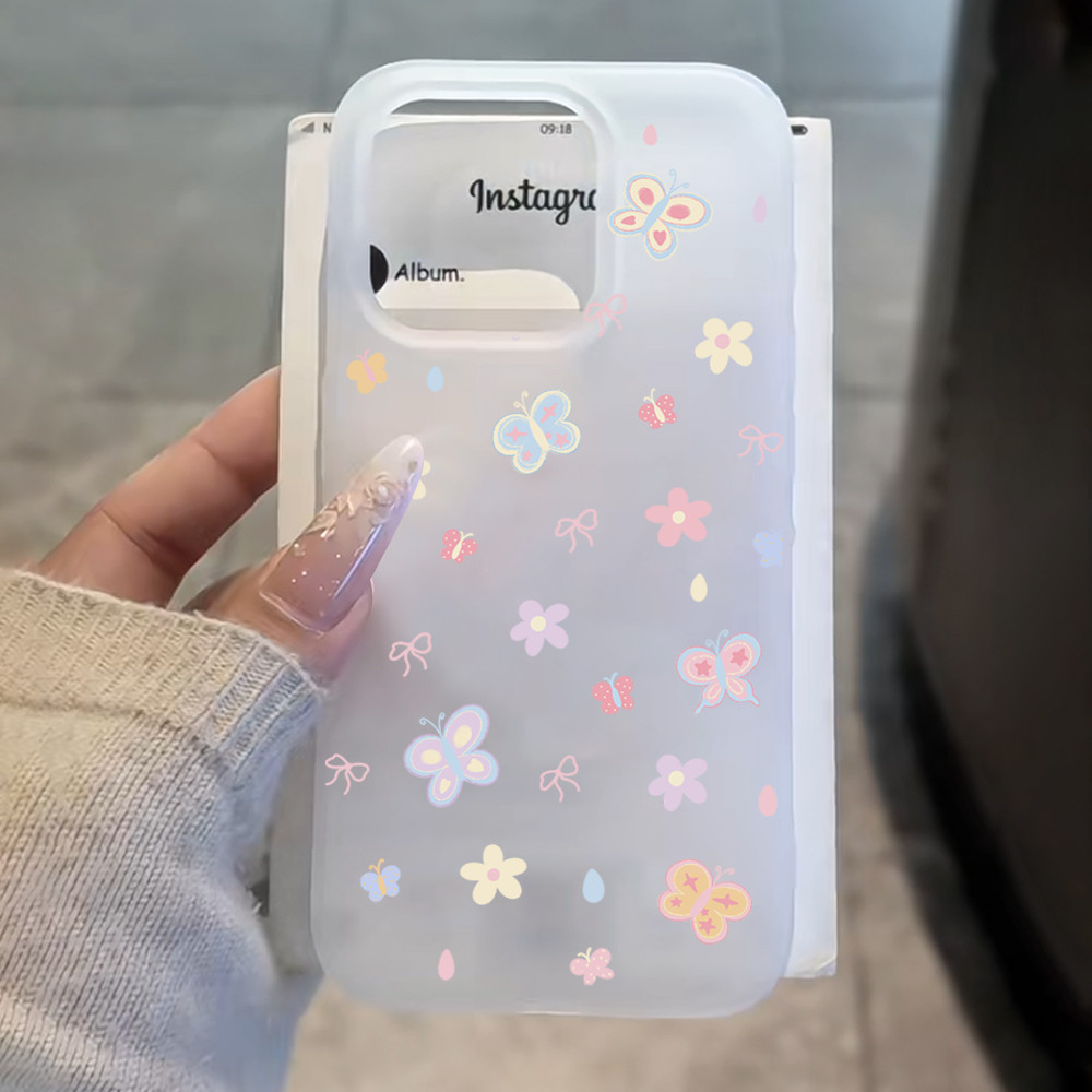 สไตล์ญี่ปุ่นและเกาหลีสาวหัวใจดอกไม้ผีเสื้อสดขนาดเล็กสําหรับเคส iphone 16promax 15 15promax 14promax 